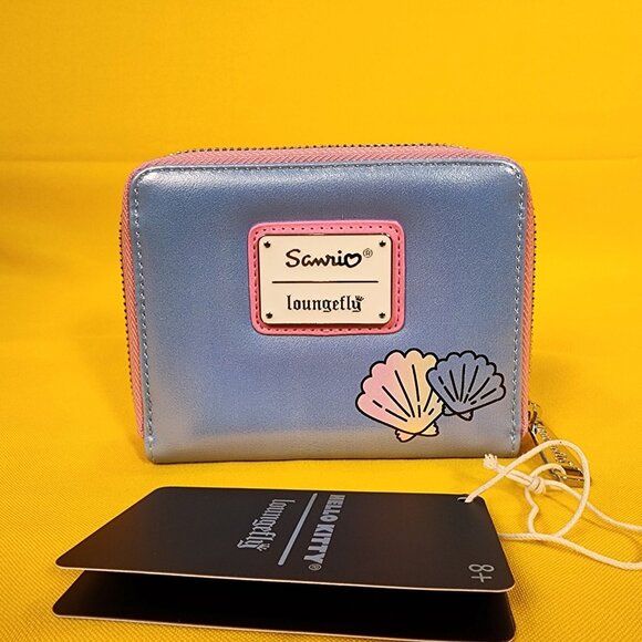 Loungefly Sanrio Hello Kitty Mermaid Metallic Iridescent Blue Zip Wallet NEW - Picture 5 of 13